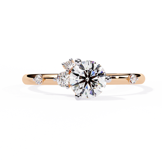 10K Solid White Gold Round Cut Diamond Solitaire Cluster Antique Daily Wear Ring For Her - HIGHCARAT DIAMONDS