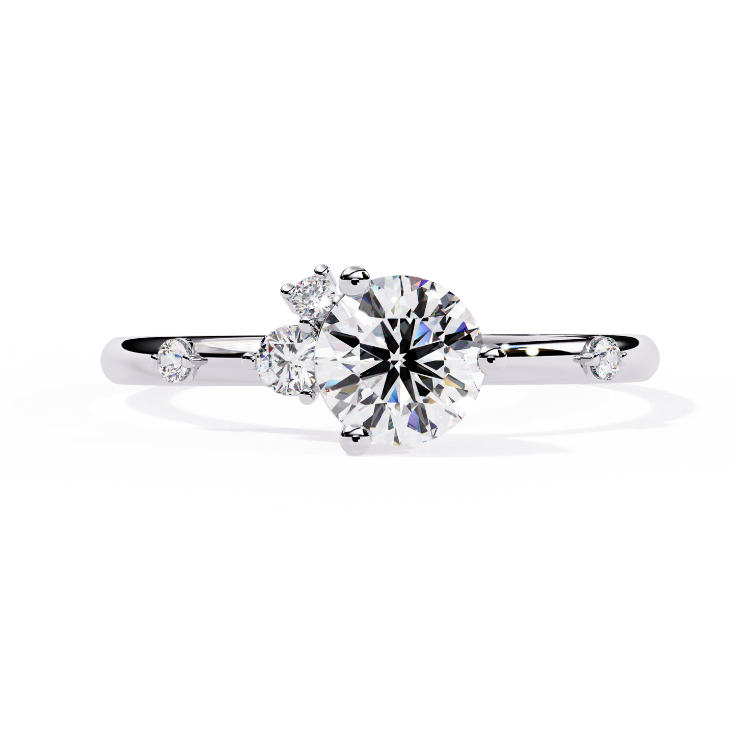 10K Solid White Gold Round Cut Diamond Solitaire Cluster Antique Daily Wear Ring For Her