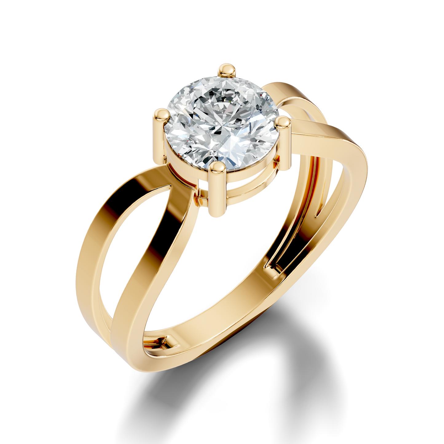 10K Solid Yellow Gold Round Cut Lab Grown Diamond Antique Solitaire Dainty Cluster Engagement  Ring For Her