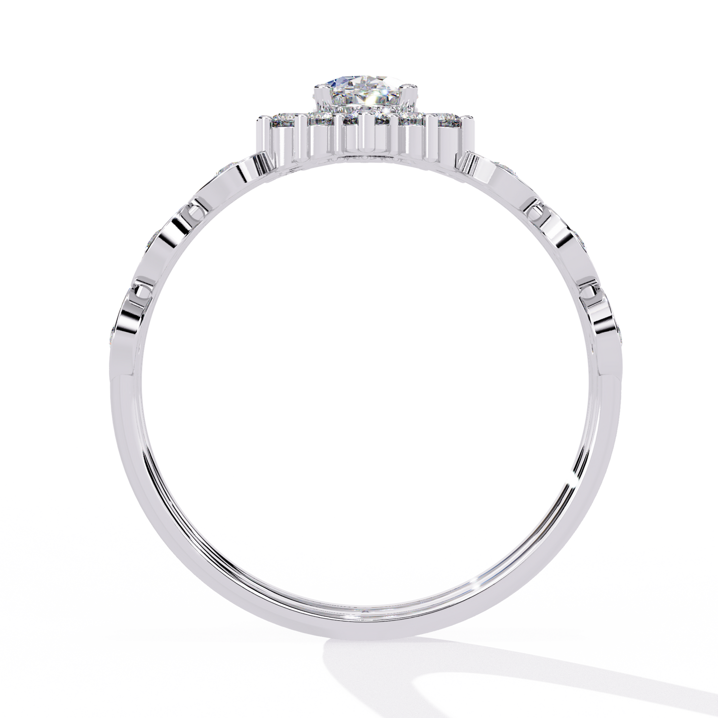 10K Yellow Gold Oval And Round Cut Diamond Halo Dainty Channel Set  Bridesmaid Ring Gift For Her - HIGHCARAT DIAMONDS