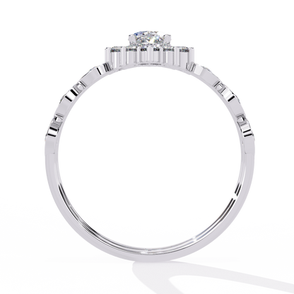 10K Yellow Gold Oval And Round Cut Diamond Halo Dainty Channel Set  Bridesmaid Ring Gift For Her - HIGHCARAT DIAMONDS