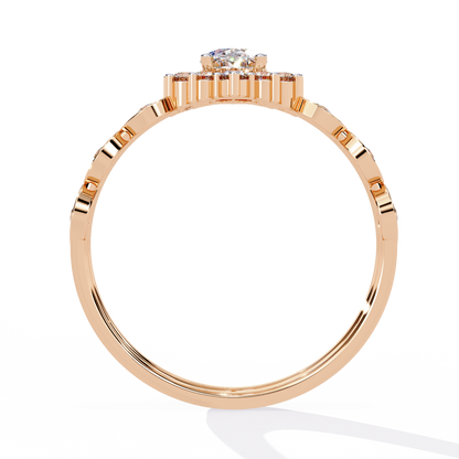10K Yellow Gold Oval And Round Cut Diamond Halo Dainty Channel Set  Bridesmaid Ring Gift For Her - HIGHCARAT DIAMONDS