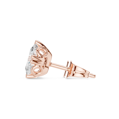 Oval Lab Grown Diamond Solitaire Rose Gold Stud Earring