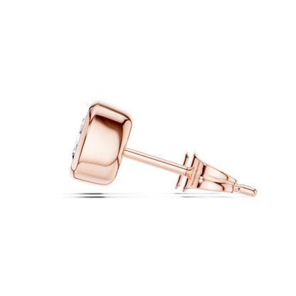 Cushion Cut Lab Grown Diamond Bezel Stud Earrings