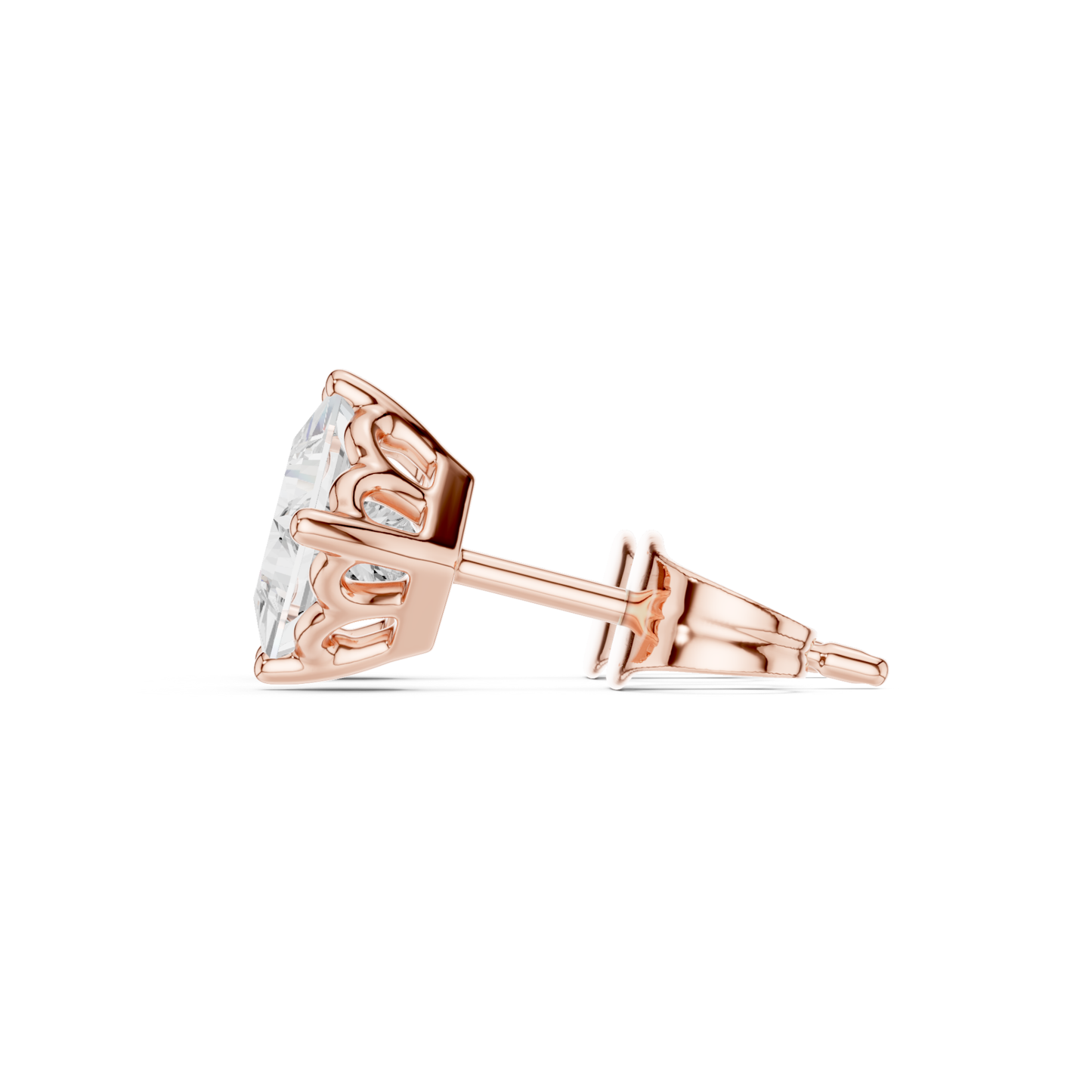 Princess Cut Lab Grown Diamond Prong Set Stud Earring