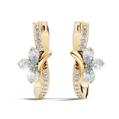 Pear and Round Cut Lab Grown Diamond Hinged Hoop Earring
