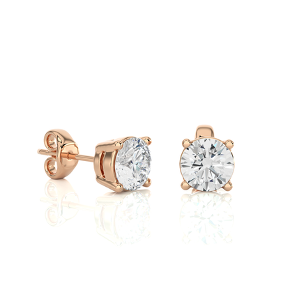 14K Yellow Gold Round Brilliant Cut Diamond Earrings