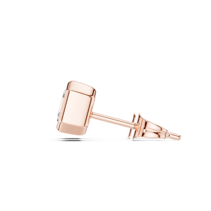 Asscher Cut Lab Grown Diamond Gold Stud Earrings