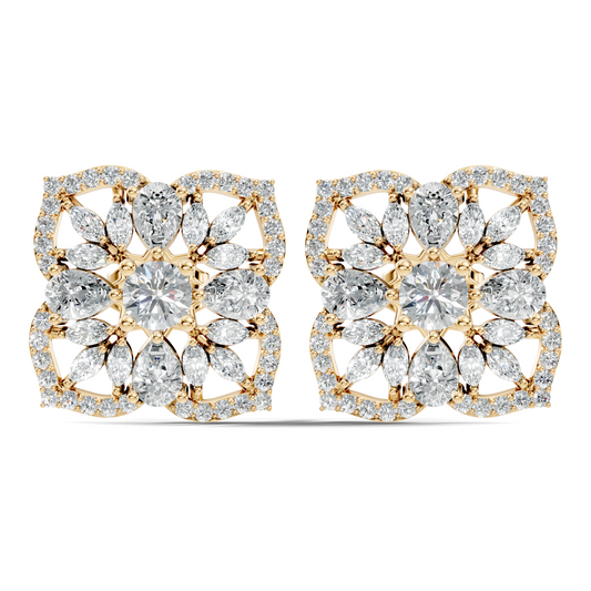 10k Solid Gold Pear, Round, Marquise Shape Lab grown Diamond Stunning Shinny Vintage Earring For Women