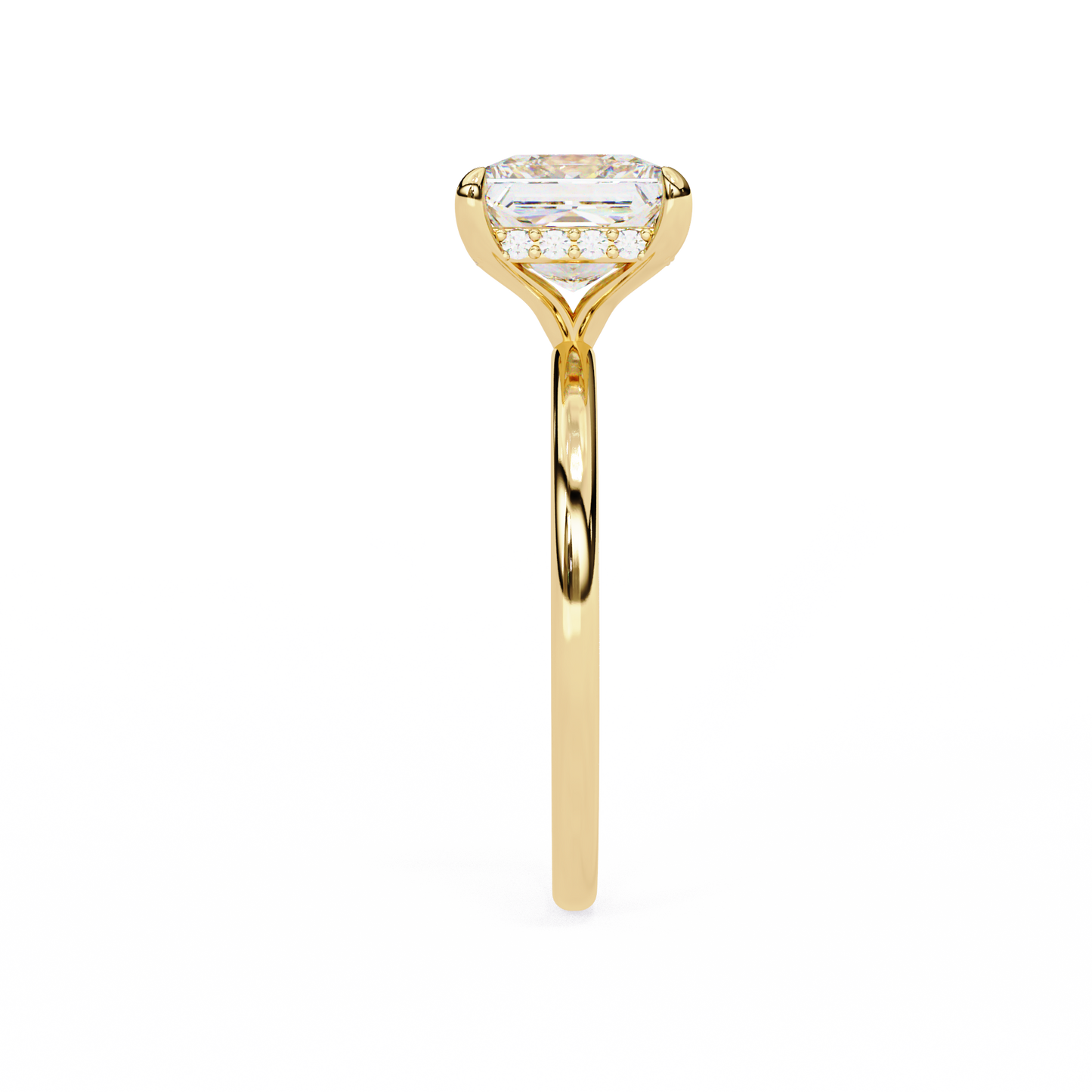 10k Solid Gold Princess And Round Cut Lab Grown Diamond hidden halo Daily Wear Women's Ring