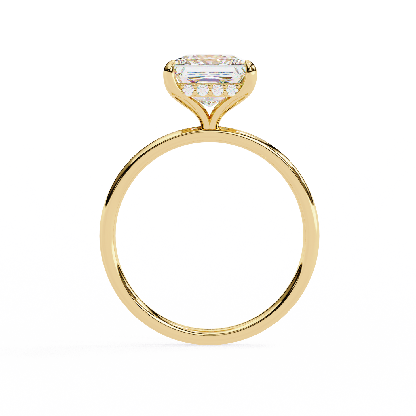 10k Solid Gold Princess And Round Cut Lab Grown Diamond hidden halo Daily Wear Women's Ring
