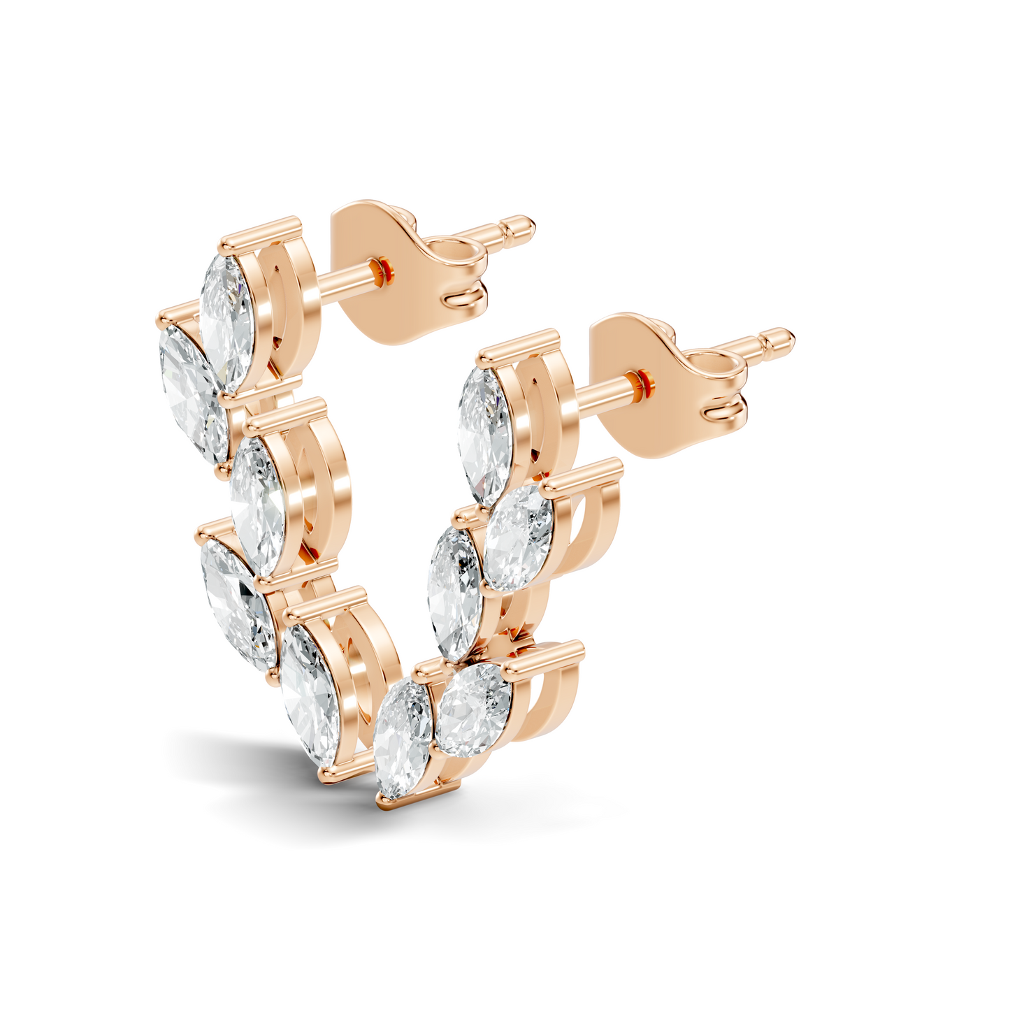 10k Solid Rose Gold Dainty 1.00 carat Marquise Shape Lab grown & Natural Diamond Earrings For Her