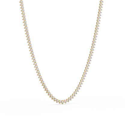 10k Solid Rose Gold Lab Grown Pear Shape Tennis Necklace - HIGHCARAT DIAMONDS