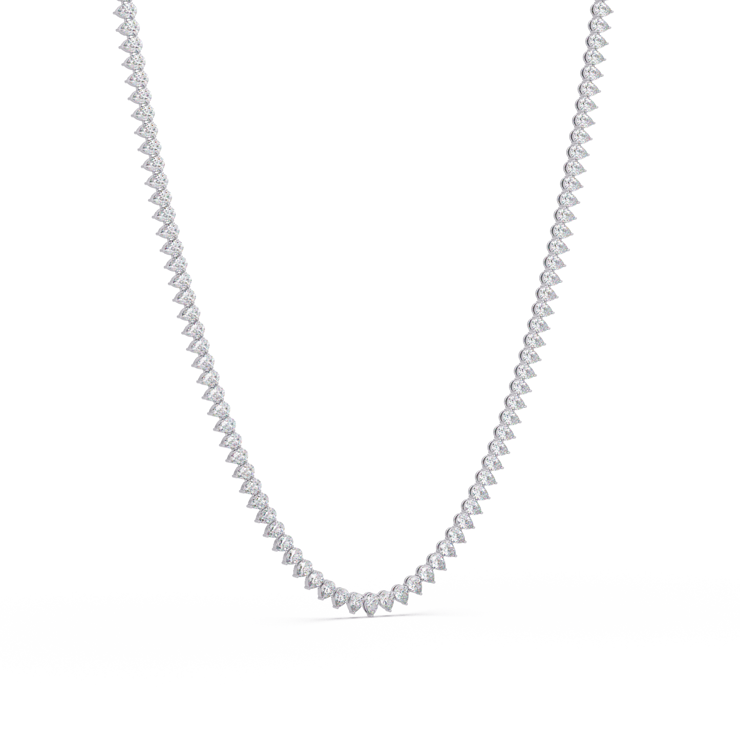 10k Solid Rose Gold Lab Grown Pear Shape Tennis Necklace - HIGHCARAT DIAMONDS