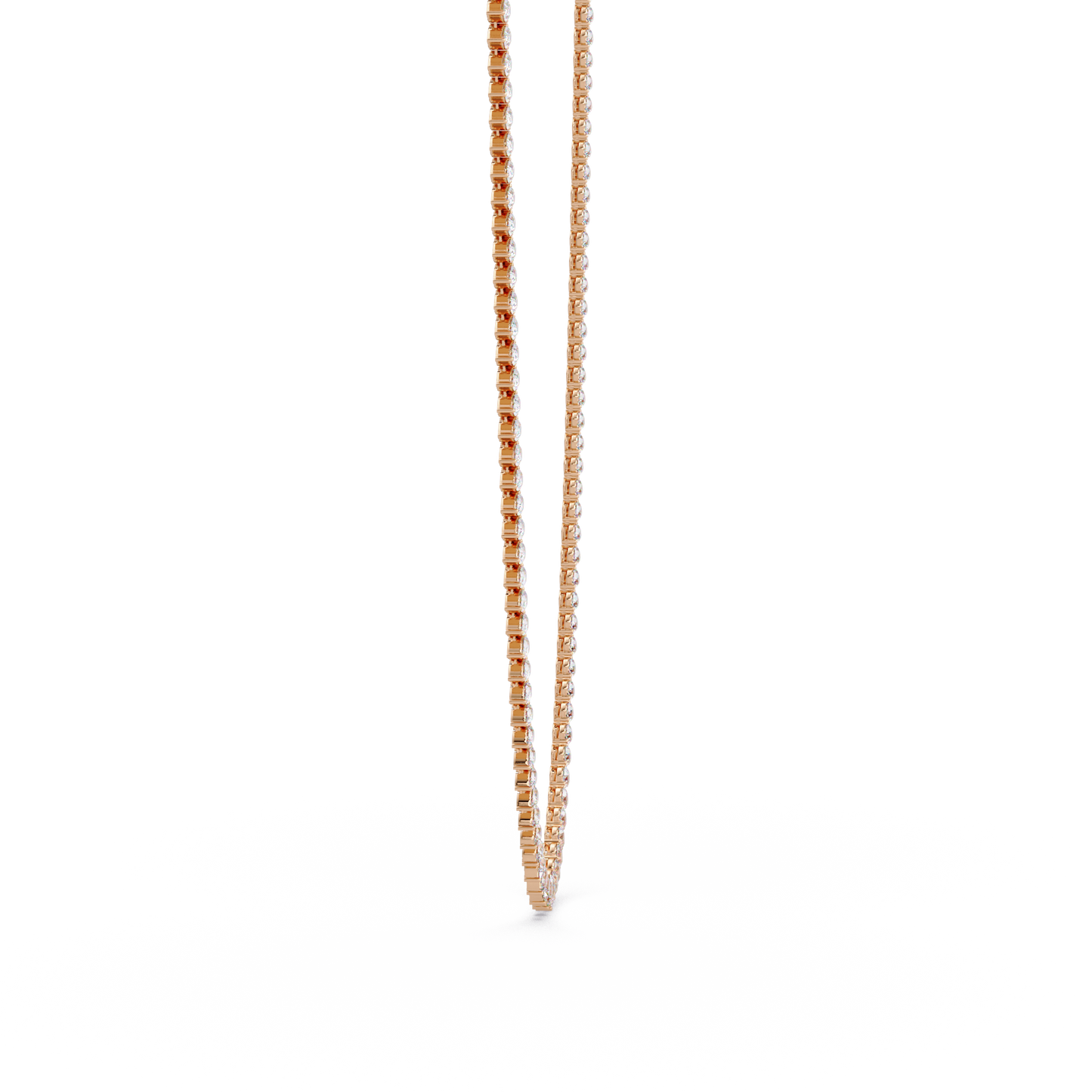 10k Solid Rose Gold Lab Grown Pear Shape Tennis Necklace - HIGHCARAT DIAMONDS