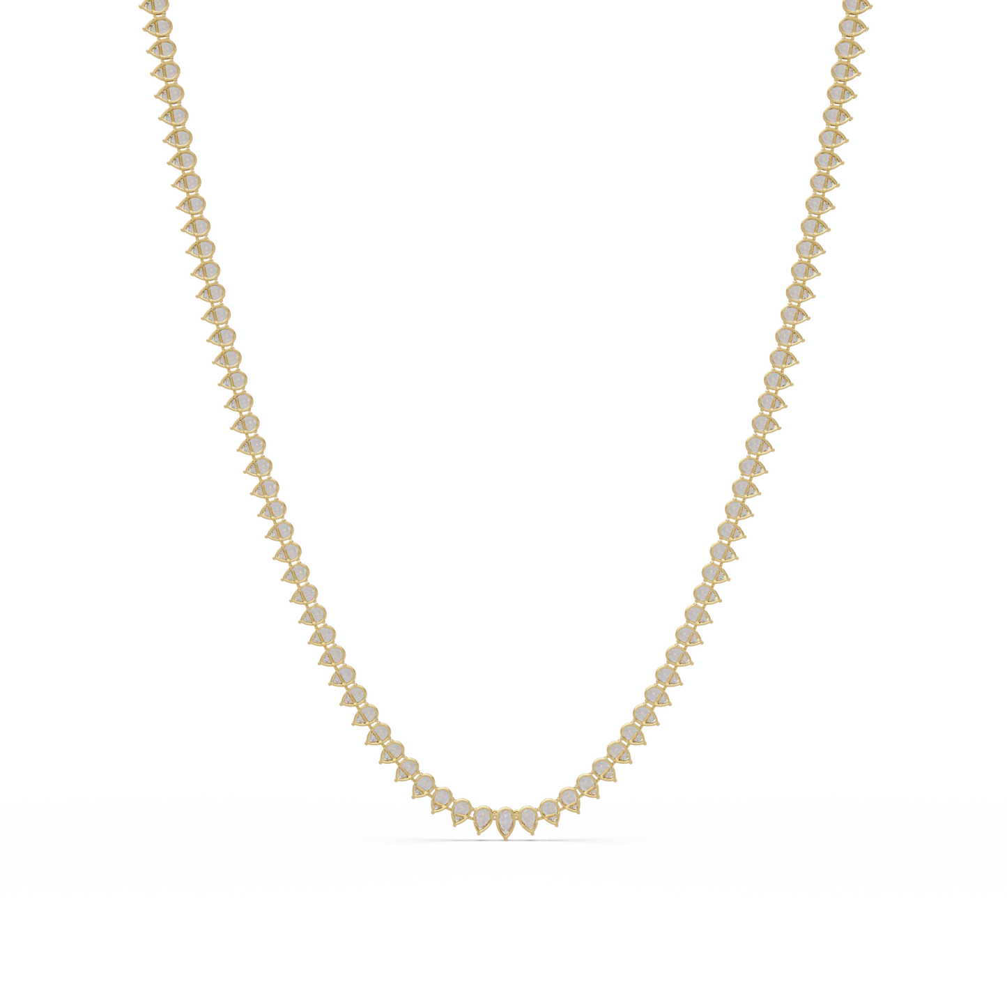 10k Solid Rose Gold Lab Grown Pear Shape Tennis Necklace - HIGHCARAT DIAMONDS