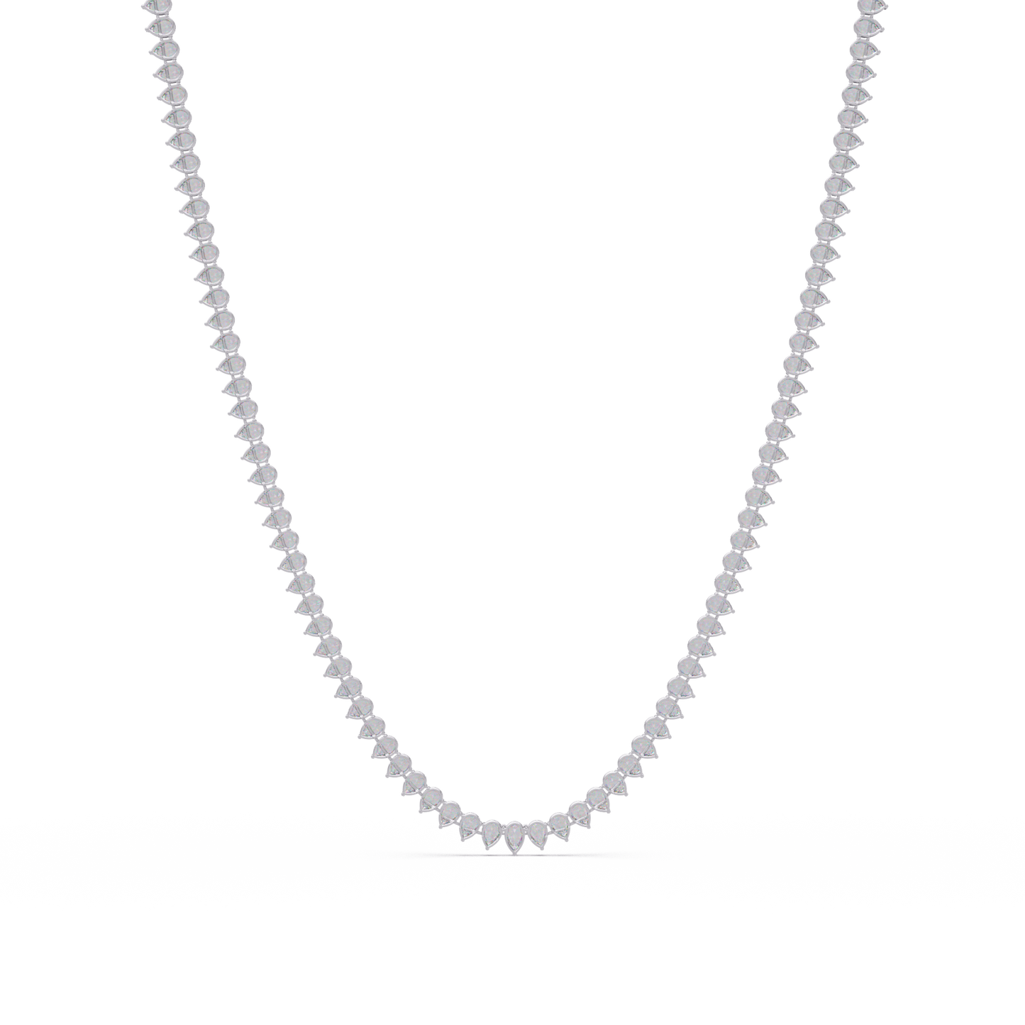 10k Solid Rose Gold Lab Grown Pear Shape Tennis Necklace - HIGHCARAT DIAMONDS