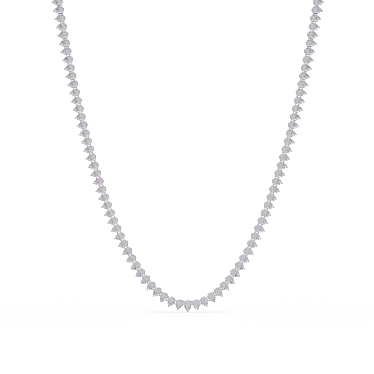 10k Solid Rose Gold Lab Grown Pear Shape Tennis Necklace - HIGHCARAT DIAMONDS
