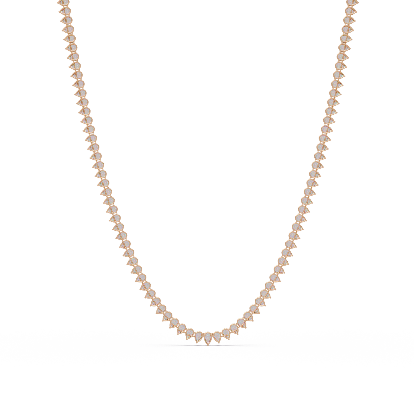 10k Solid Rose Gold Lab Grown Pear Shape Tennis Necklace - HIGHCARAT DIAMONDS