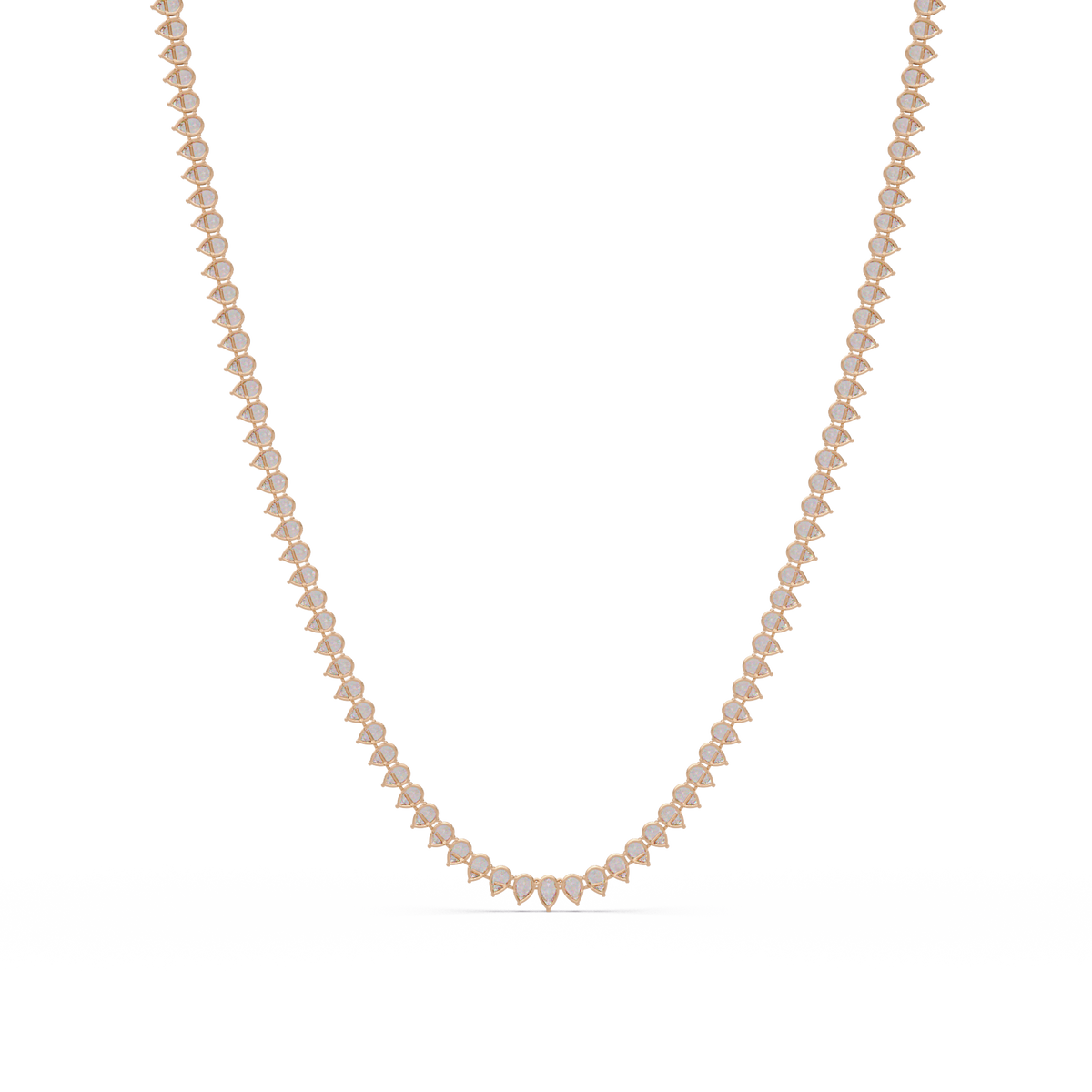 10k Solid Rose Gold Lab Grown Pear Shape Tennis Necklace - HIGHCARAT DIAMONDS