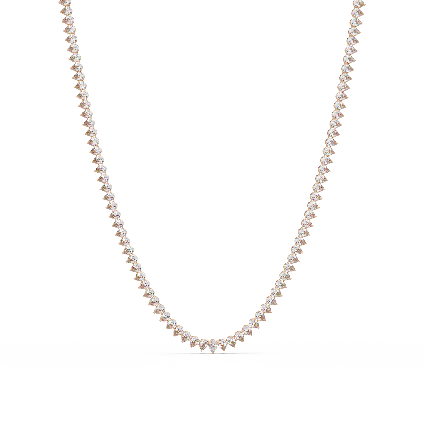 10k Solid Rose Gold Lab Grown Pear Shape Tennis Necklace - HIGHCARAT DIAMONDS