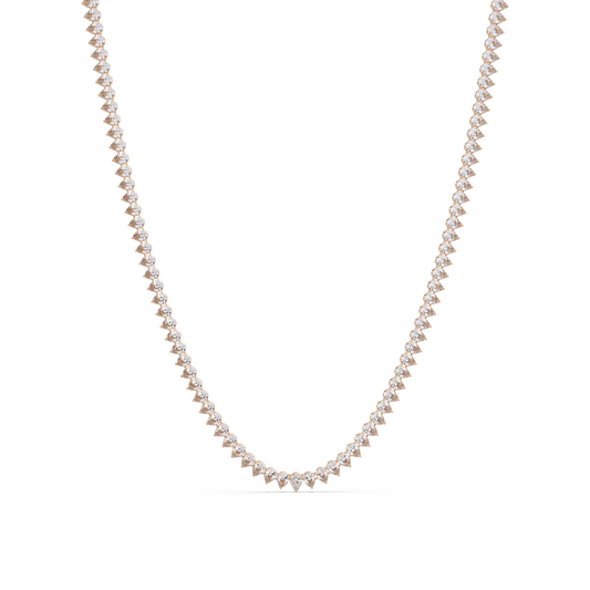 10k Solid Rose Gold Lab Grown Pear Shape Tennis Necklace - HIGHCARAT DIAMONDS