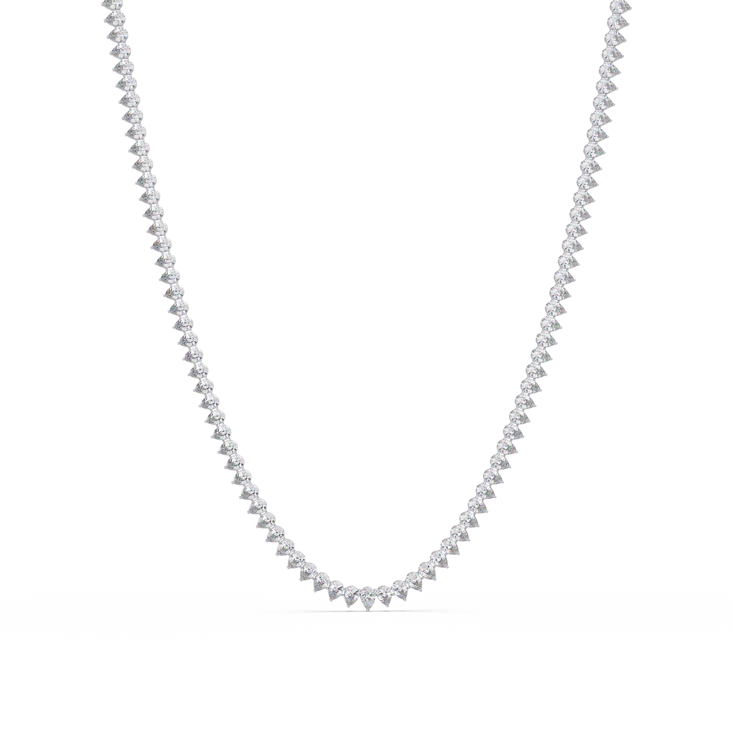 10k Solid Rose Gold Lab Grown Pear Shape Tennis Necklace - HIGHCARAT DIAMONDS