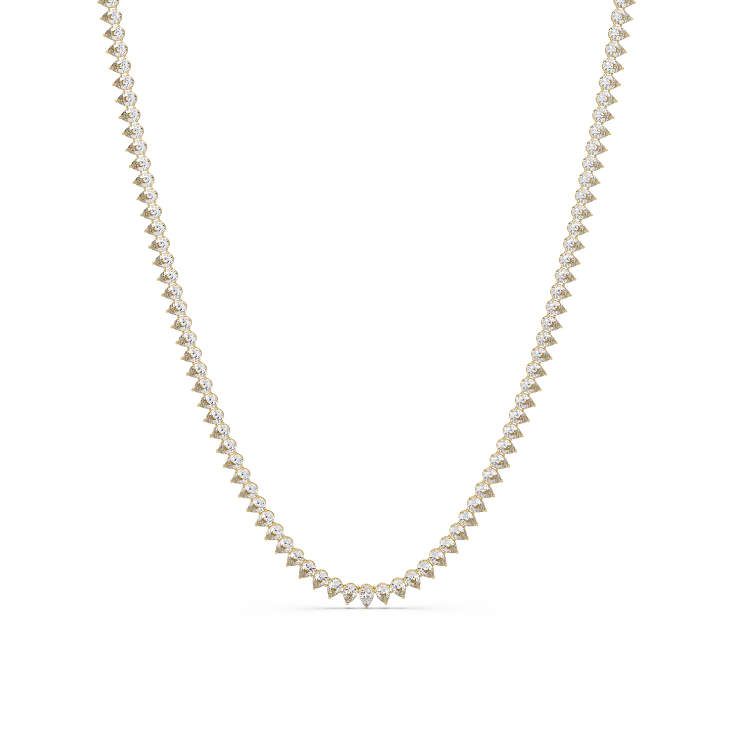 10k Solid Rose Gold Lab Grown Pear Shape Tennis Necklace - HIGHCARAT DIAMONDS