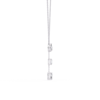 10k Solid Rose Gold  Oval , Pear And Emerald Cut 1.54 Ct Lab Grown Three Diamond Unique occasionally Wear Necklace - HIGHCARAT DIAMONDS