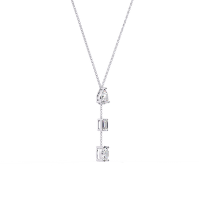 10k Solid Rose Gold  Oval , Pear And Emerald Cut 1.54 Ct Lab Grown Three Diamond Unique occasionally Wear Necklace - HIGHCARAT DIAMONDS