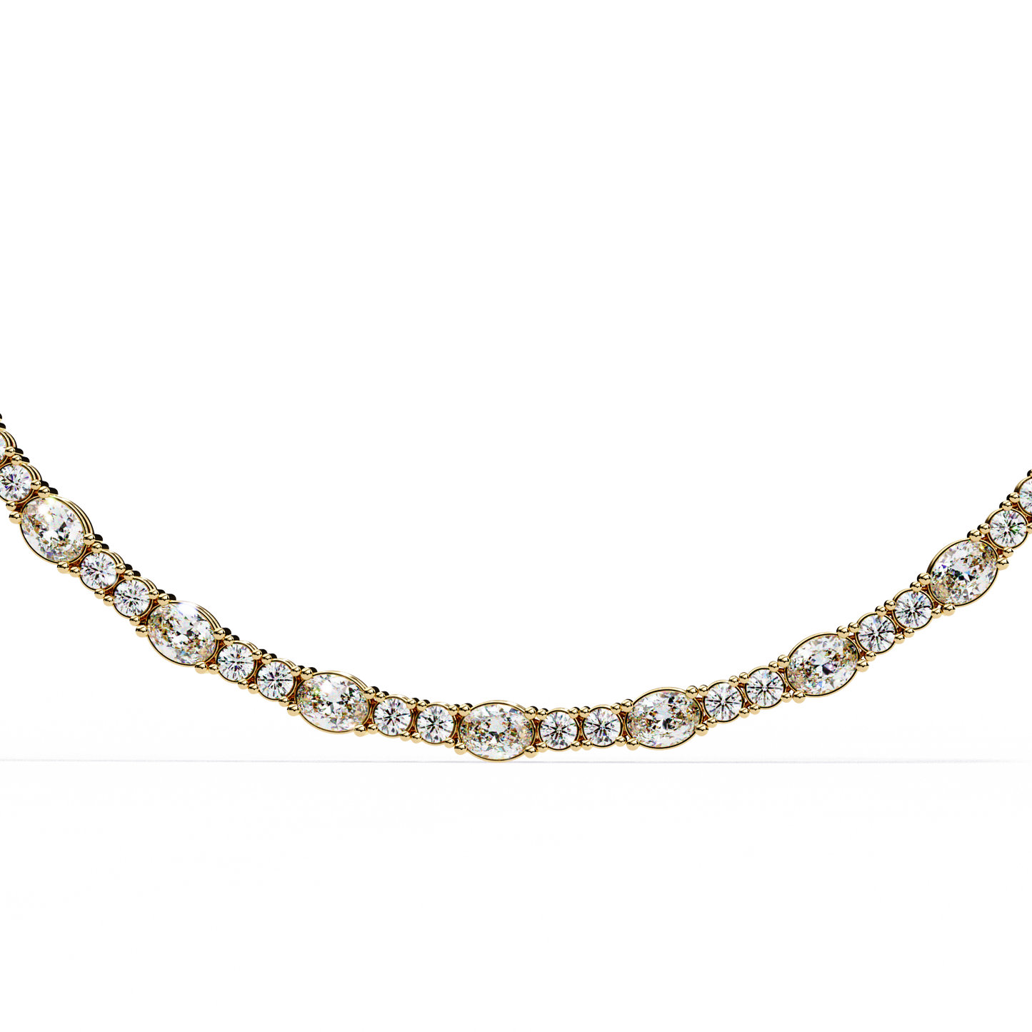 10k Solid Rose Gold Oval & Round Cut 7.35 Ct Lab Grown & Natural Minimalist Classic Diamond Necklace For Her - HIGHCARAT DIAMONDS