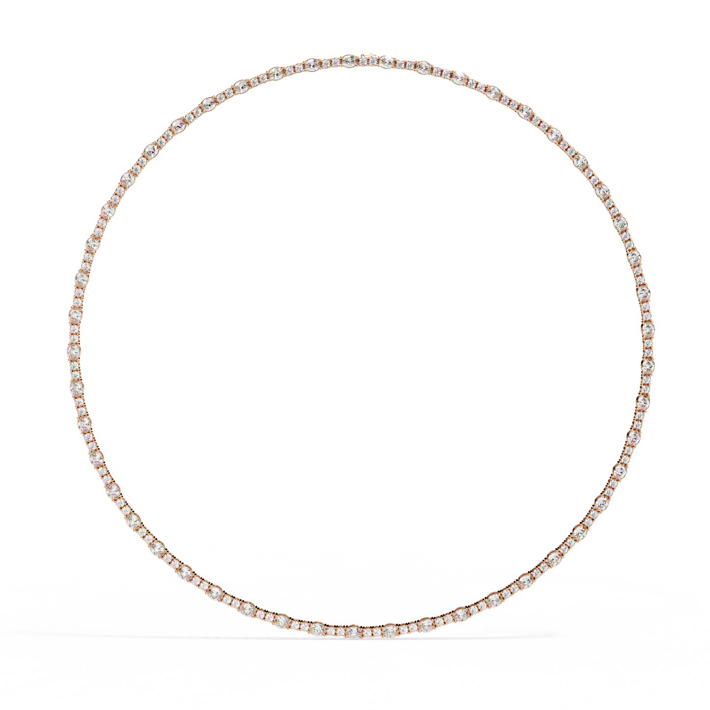 10k Solid Rose Gold Oval & Round Cut 7.35 Ct Lab Grown & Natural Minimalist Classic Diamond Necklace For Her - HIGHCARAT DIAMONDS