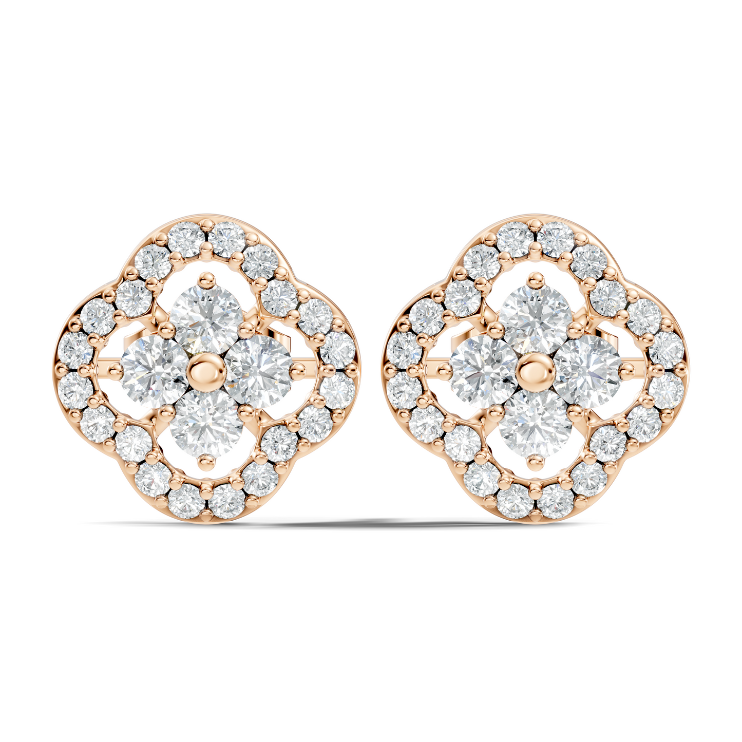 10k Solid Rose Gold Round Natural-Lab Grown Stunning Adorable Vintage Diamond Earring For Her