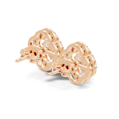 10k Solid Rose Gold Round Natural-Lab Grown Stunning Adorable Vintage Diamond Earring For Her