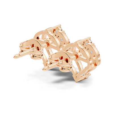 10k Solid Rose Gold Round Shape lab Grown & Natural Diamond Unique Every Wear Diamond Earrings