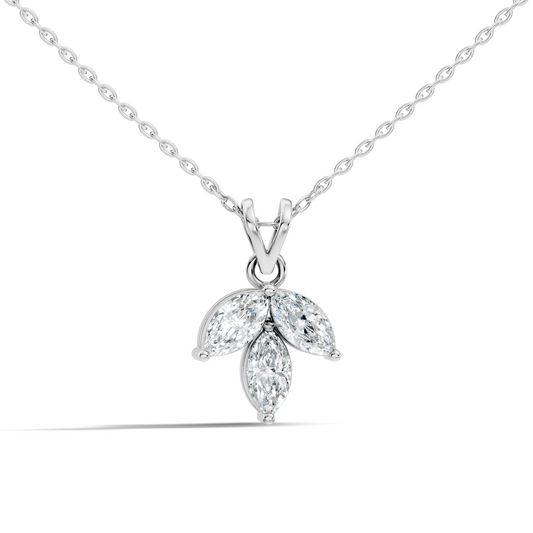 10k Solid Rose Gold Stunning Marquise Cut Lab Grown Diamond Pendant For Women