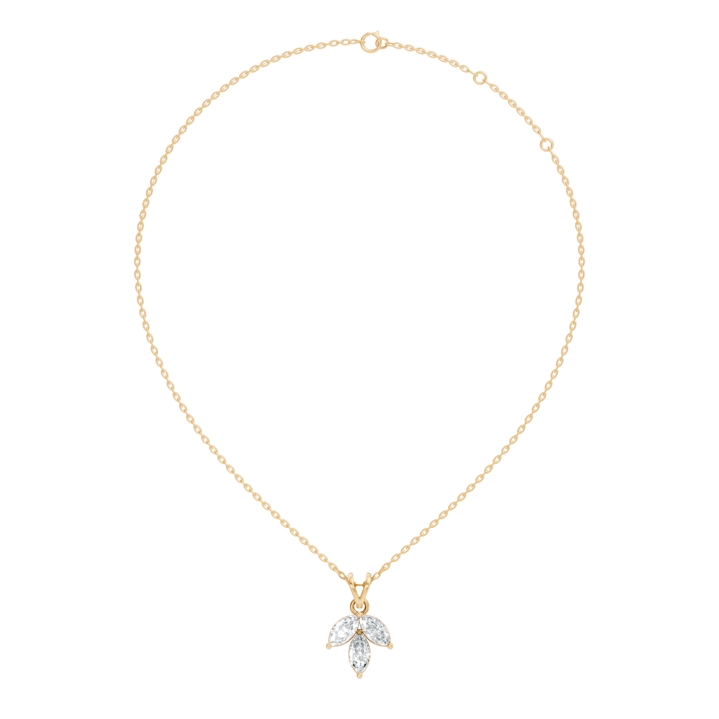 10k Solid Rose Gold Stunning Marquise Cut Lab Grown Diamond Pendant For Women