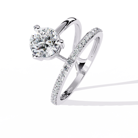 10k Solid White Gold 1.51Ct Round Cut Diamond Dainty Split Minimalist Party Wear Ring For Her - HIGHCARAT DIAMONDS