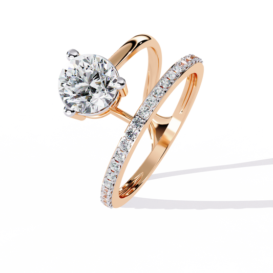 10k Solid White Gold 1.51Ct Round Cut Diamond Dainty Split Minimalist Party Wear Ring For Her - HIGHCARAT DIAMONDS