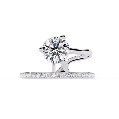 10k Solid White Gold 1.51Ct Round Cut Diamond Dainty Split Minimalist Party Wear Ring For Her