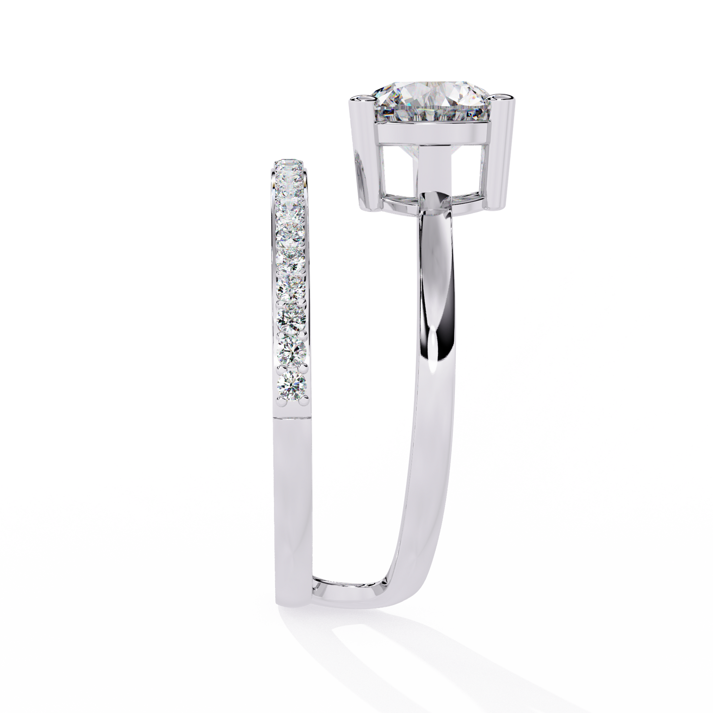 10k Solid White Gold 1.51Ct Round Cut Diamond Dainty Split Minimalist Party Wear Ring For Her