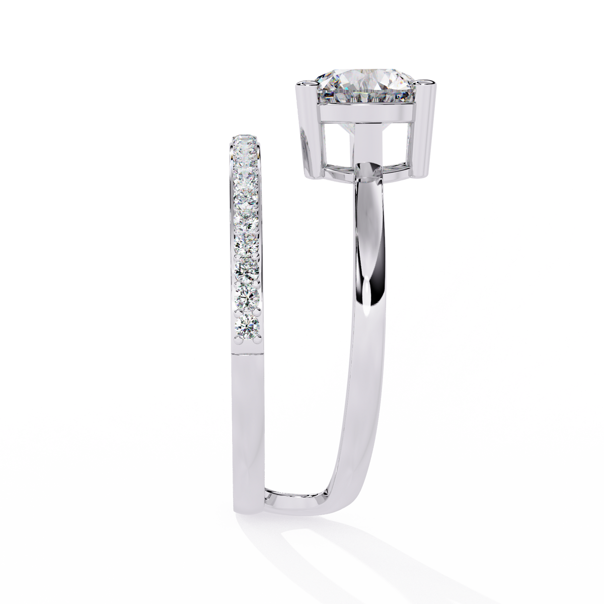 10k Solid White Gold 1.51Ct Round Cut Diamond Dainty Split Minimalist Party Wear Ring For Her - HIGHCARAT DIAMONDS