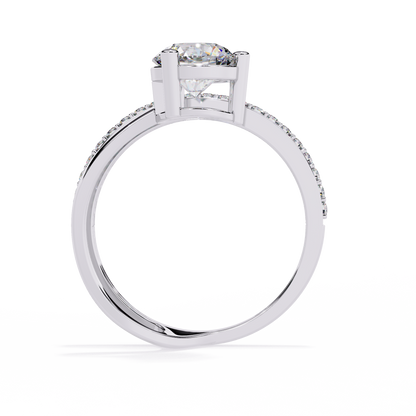 10k Solid White Gold 1.51Ct Round Cut Diamond Dainty Split Minimalist Party Wear Ring For Her