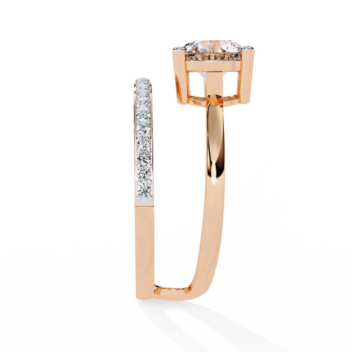 10k Solid White Gold 1.51Ct Round Cut Diamond Dainty Split Minimalist Party Wear Ring For Her - HIGHCARAT DIAMONDS