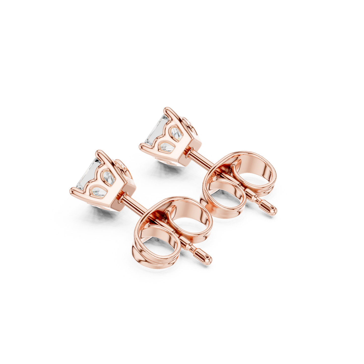 10k Solid White Gold Elegant Classic Princess Cut Natural & Lab Grown Diamond Earrings for Bride