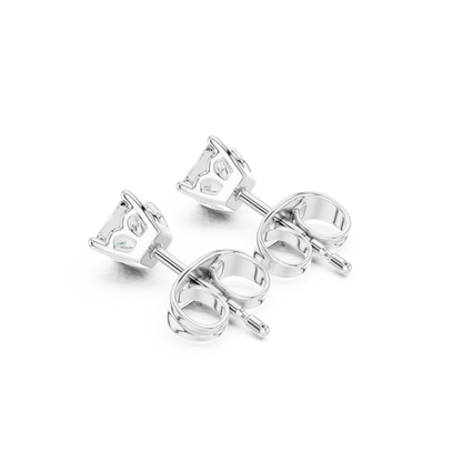 10k Solid White Gold Elegant Classic Princess Cut Natural & Lab Grown Diamond Earrings for Bride