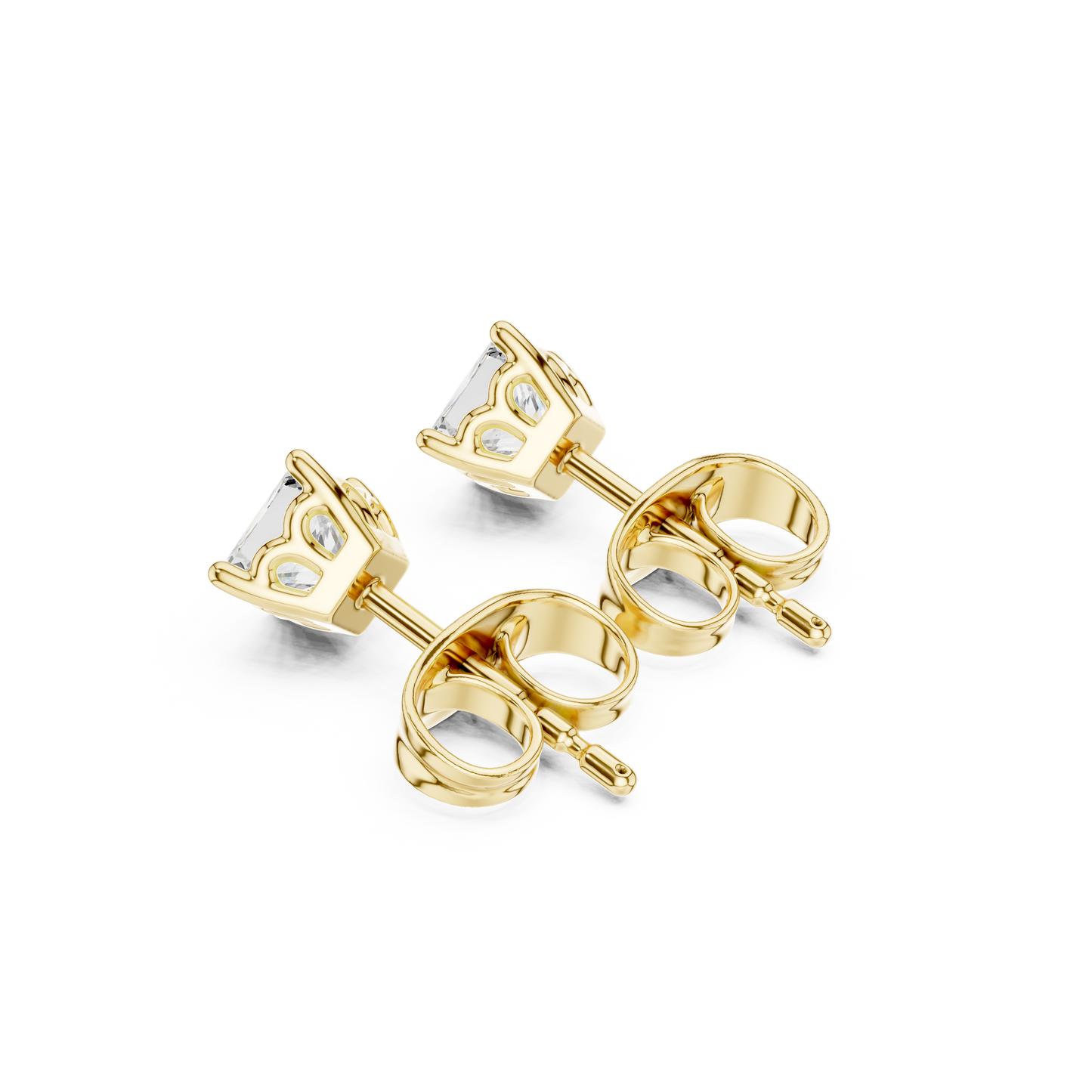 10k Solid White Gold Elegant Classic Princess Cut Natural & Lab Grown Diamond Earrings for Bride