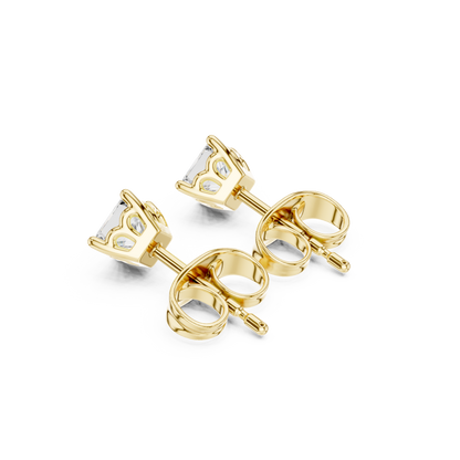 10k Solid White Gold Elegant Classic Princess Cut Natural & Lab Grown Diamond Earrings for Bride