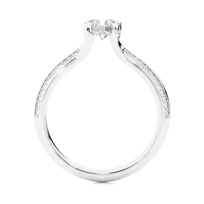 10k Solid White Gold Engagement Ring With Round Cut Lab Grown Diamond Perfect Gift For Her - HIGHCARAT DIAMONDS