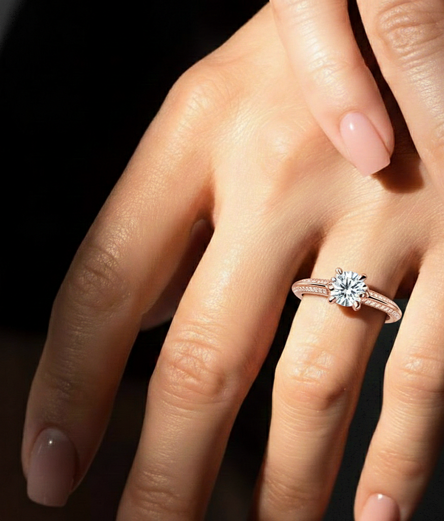 10k Solid White Gold Engagement Ring With Round Cut Lab Grown Diamond Perfect Gift For Her - HIGHCARAT DIAMONDS